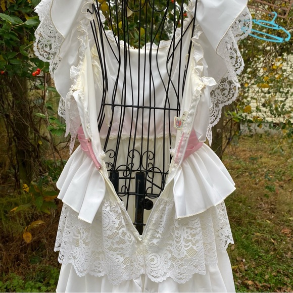 Vintage Lace Tiered Ruffles Cottagecore Praire Gunne Sax Style Dress - Picture 14 of 16